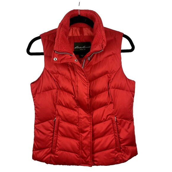 Eddie Bauer 550 Premium Quality Goose Down Cherry Red Vest Women's Size S - Picture 1 of 13